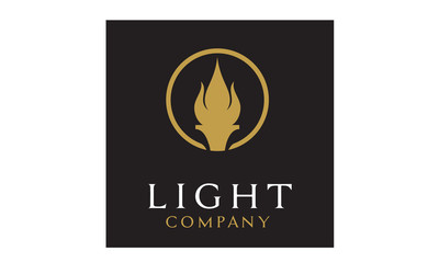 Elegant Luxury Torch, Golden Torchlight Fire Flame logo design inspiration