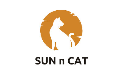 Kitty Cat Sun Sunset Silhouette logo design inspiration