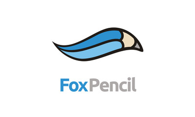 Fox Tail and Pencil Pen logo design for Kids Study Education 
