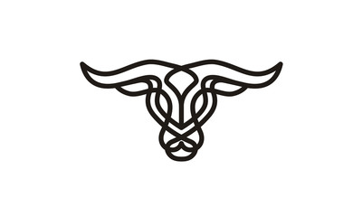 Bull Cow Angus Buffalo Longhorn Cattle Head with Celtic Knot Line Style Logo design inspiration