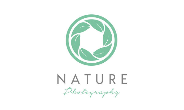 Aperture Shutter Lens Camera Leaf for Nature Photographer logo design inspiration