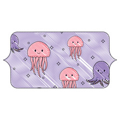 banner with jellyfish and octopus pattern, vector illustration