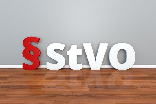 German Law StVO abbreviation for Road Traffic Regulations 3d illustration Strassenverkehrs-Ordnung