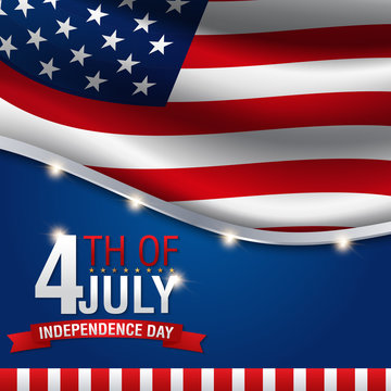 Independence day background, 4th of July. Banner on top of American flag