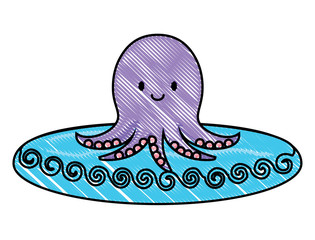 cute octopus icon over white background, colorful design. vector illustation