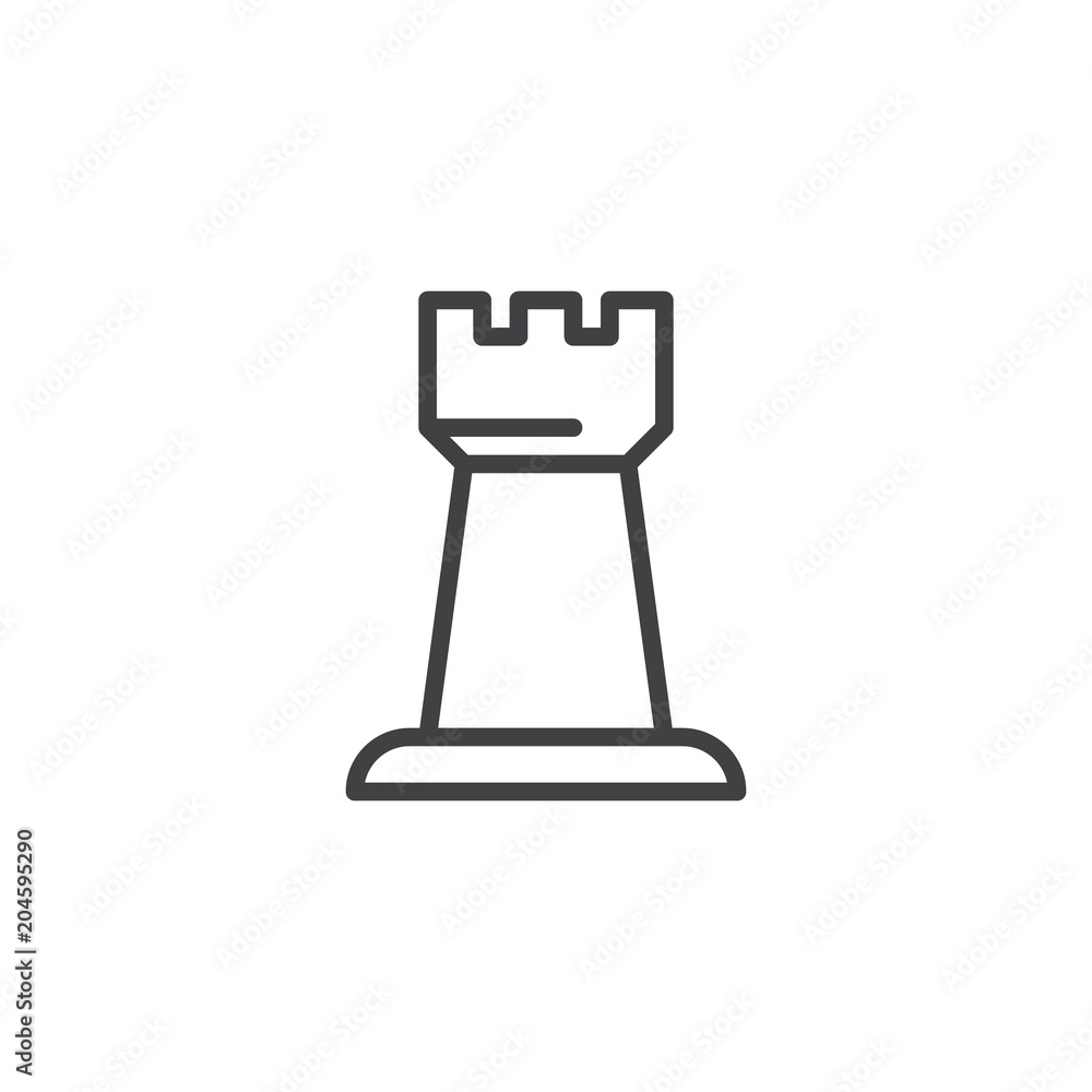 Poster chess rook outline icon. linear style sign for mobile concept and web design. chess piece simple lin
