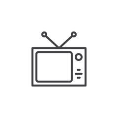 Television with antenna outline icon. linear style sign for mobile concept and web design. Old tv simple line vector icon. Symbol, logo illustration. Pixel perfect vector graphics