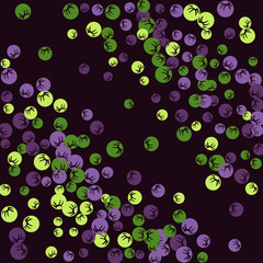 Vector Confetti Background Pattern. Element of design. Colored stylized berries on a black background