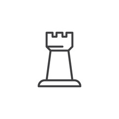 Chess rook outline icon. linear style sign for mobile concept and web design. Chess piece simple line vector icon. Symbol, logo illustration. Pixel perfect vector graphics