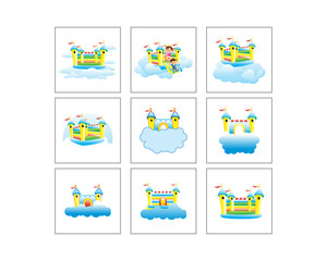 balloon castle in the sky image vector icon logo set