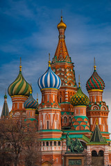 Fototapeta na wymiar Saint Basil's Cathedral on Red Square, Moscow, Russia with deep blue sky in the background