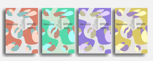 Cover template with figures of geometry memphis style for brochures, posters, banners.
