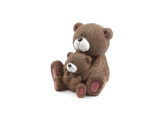 Plastic toy animal bear isolated on white background