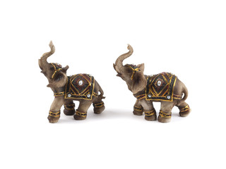 A realistic elephant figurine isolated over a white background