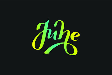 June, July, August summer months handwritten lettering poster. Vector illustration EPS 10.