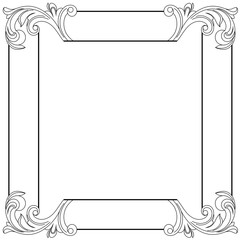 Vintage border frame engraving with retro ornament pattern in antique baroque style decorative design. Vector