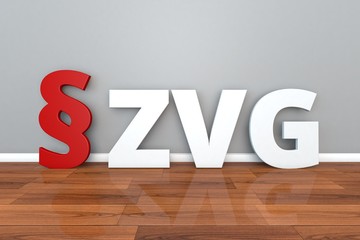 German Law ZVG abbreviation for Law on foreclosure and receivership 3d illustration - obrazy, fototapety, plakaty