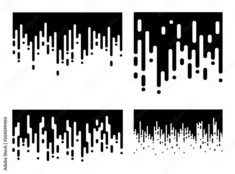 Aufkleber set of halftone abstract wallpaper pattern. black and white irregular rounded lines background for m