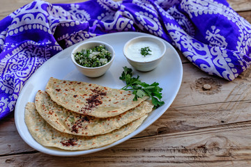 Traditional Azerbaijani qutab flatbread 