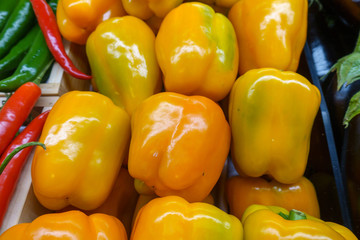 Yellow capsicums in the market.