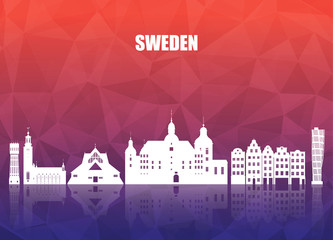 Sweden Landmark Global Travel And Journey paper background. Vector Design Template.used for your advertisement, book, banner, template, travel business or presentation.