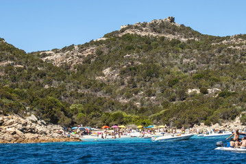 Obraz premium LA MADDALENA, SARDEGNA, Emerald sea, Vulcanic rocks and white sand beaches at La Maddalena, Spargi Island, Sardinia, Italy