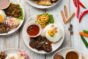 various malaysian rice and dishes