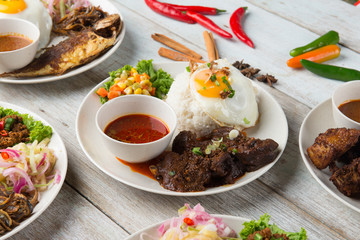 various malaysian rice and dishes