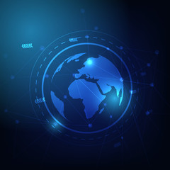 Global network connection with business concept and world map, vector illustrator
