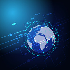 Global network connection with business concept and world map, vector illustrator
