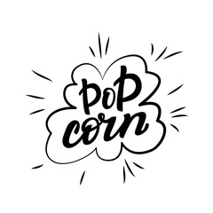 Popcorn vector illustration and lettering design