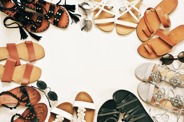 Set of various leather sandals