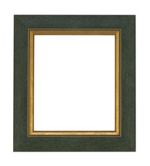 GREEN AND GOLD PICTURE FRAME ISOLATED ON WHITE BACKGROUND