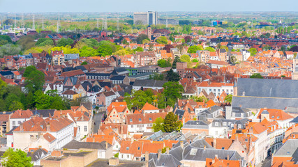 Fototapeta na wymiar Areal view of Bruges, Belgium