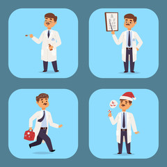 Doctor nurse character vector medical man staff flat design hospital team people doctorate illustration.