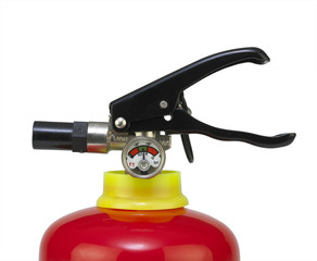 Naklejka premium RED FIRE EXTINGUISHER PRESSURE GAUGE IN CLOSE UP