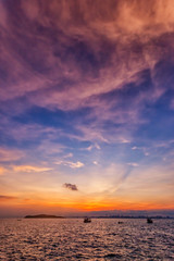 Scenic sunset over ocean beach