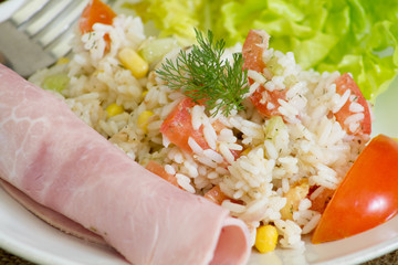 salade de riz et jambon blanc