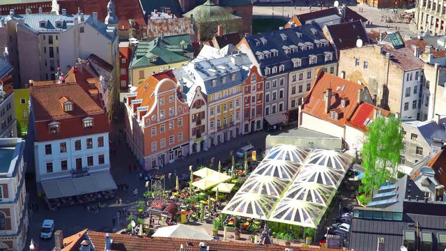Aerial view of Riga. Panorama View at Riga from the tower of Saint Peter's Church, Latvia.