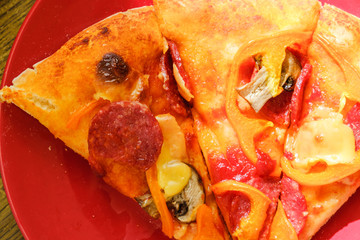 Slice of fresh italian classic original Pepperoni Pizza.