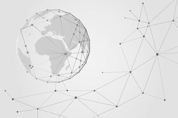 Global network connection with business concept and world map, vector illustrator
