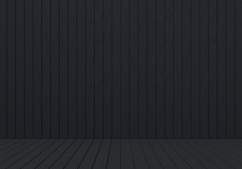 3d rendering. Dark Wood panel wall and floor background.
