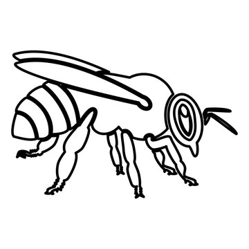 Bee icon black color illustration flat style simple image