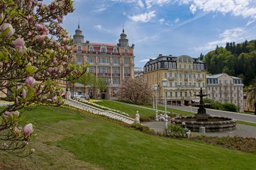 Goethe square - center of Marianske Lazne (Marienbad) - great famous Bohemian spa town in the west...