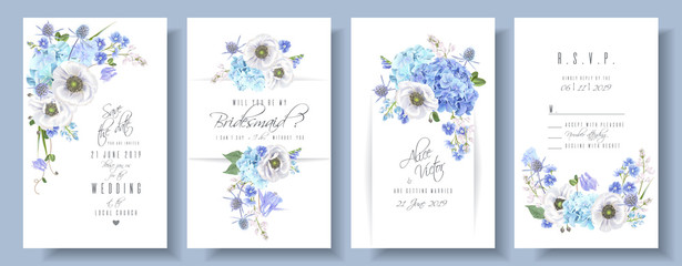 Blue anemone wedding set - 204606837