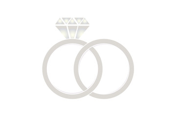 Marriage icon. Two bonded wedding rings. Diamond. Couple wedding anniversary