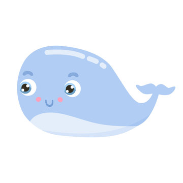 Cute little whale  vector illustration. Flat design