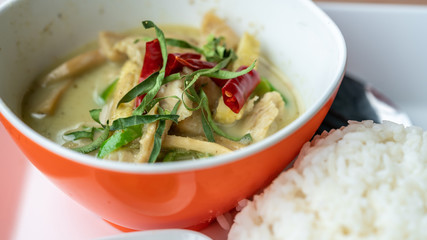 Green Curry With Chicken And Cooked Rice	
