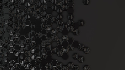 Abstract 3d background made of black hexagons