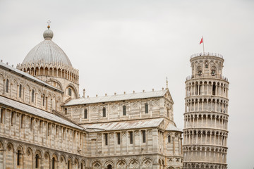 Pisa Cathedral, Roman Catholic cathedral dedicated to the Assumption of the Virgin Mary and the Leaning Tower of Pisa, bell tower of cathedral in Pisa, Italy.